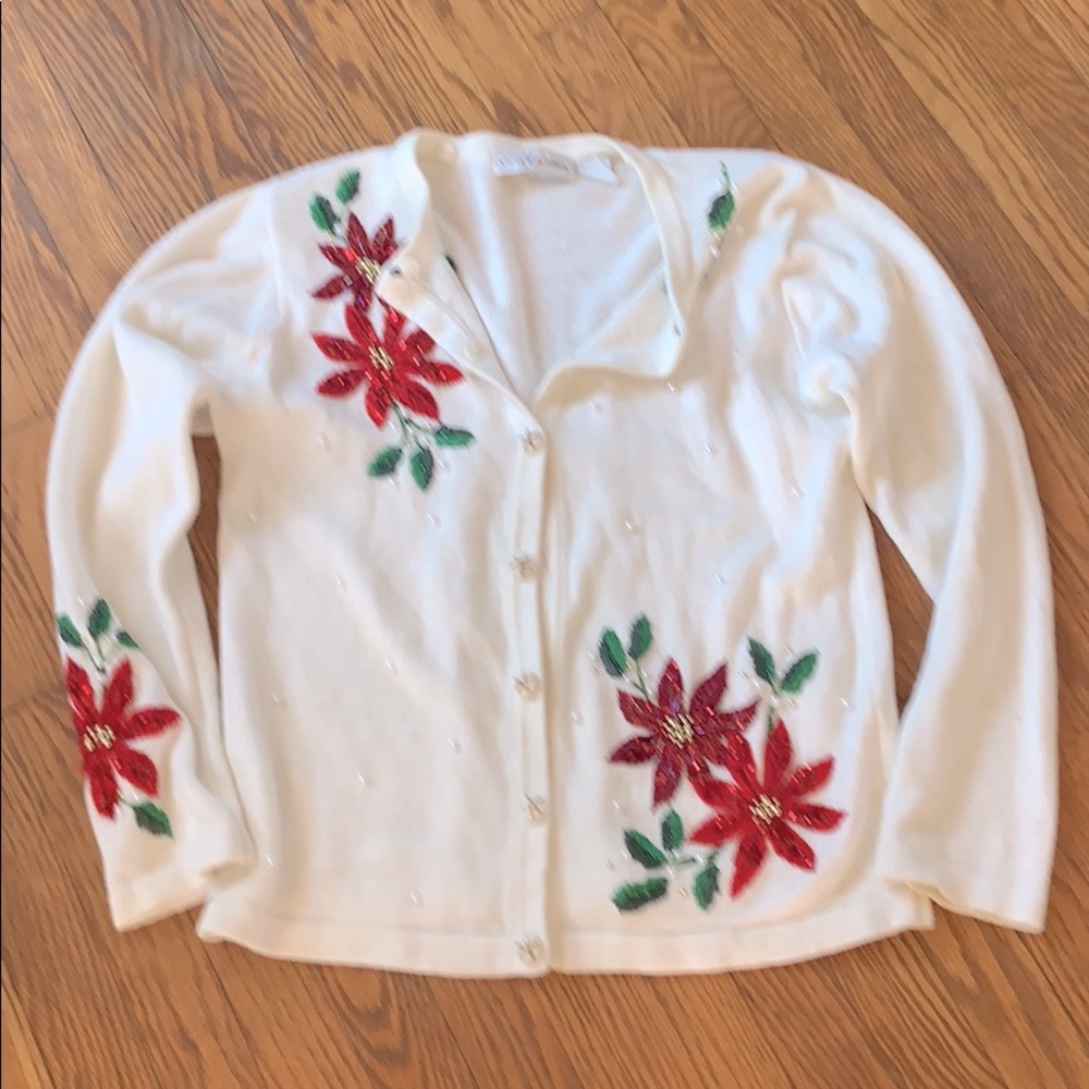 Women’s Victoria Jones poinsettia holiday sweater